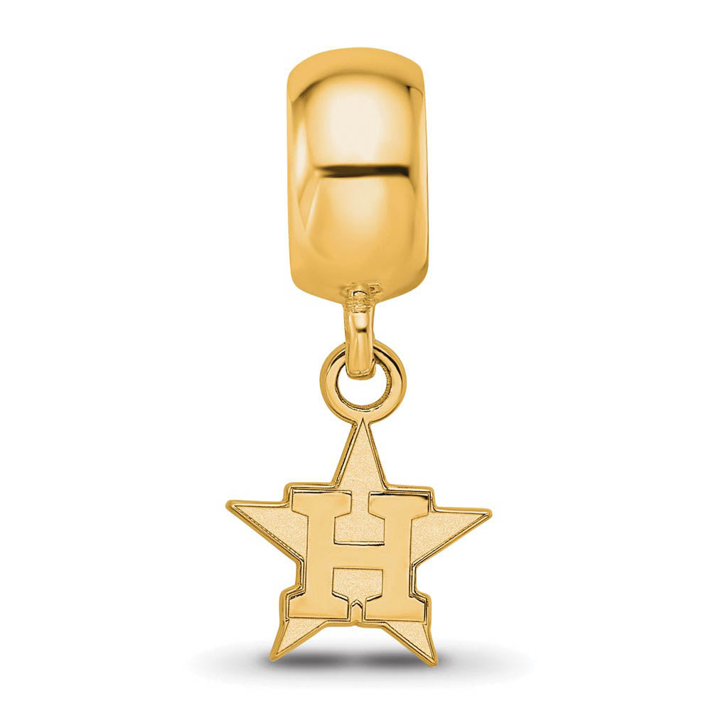 Alternate view of the 14KY Gold Plated Sterling Silver MLB Houston Astros XS Dangle Bead by The Black Bow Jewelry Co.