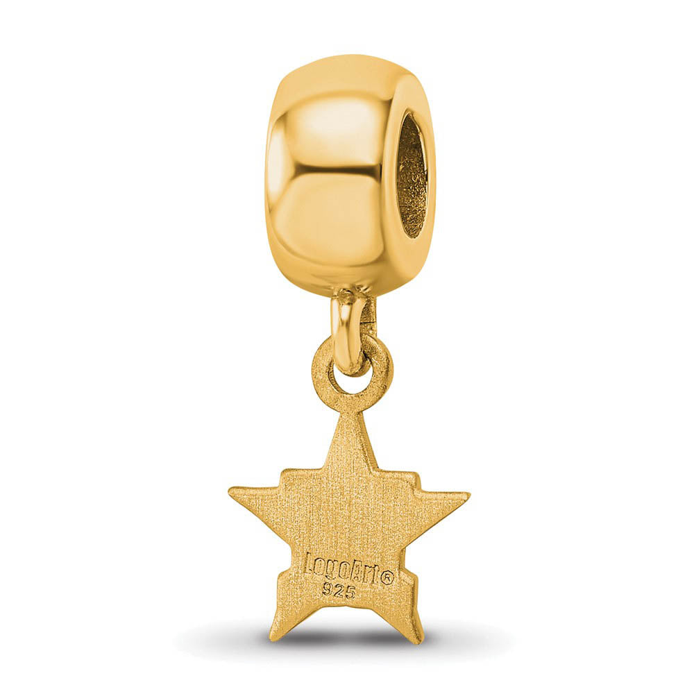 Alternate view of the 14KY Gold Plated Sterling Silver MLB Houston Astros XS Dangle Bead by The Black Bow Jewelry Co.