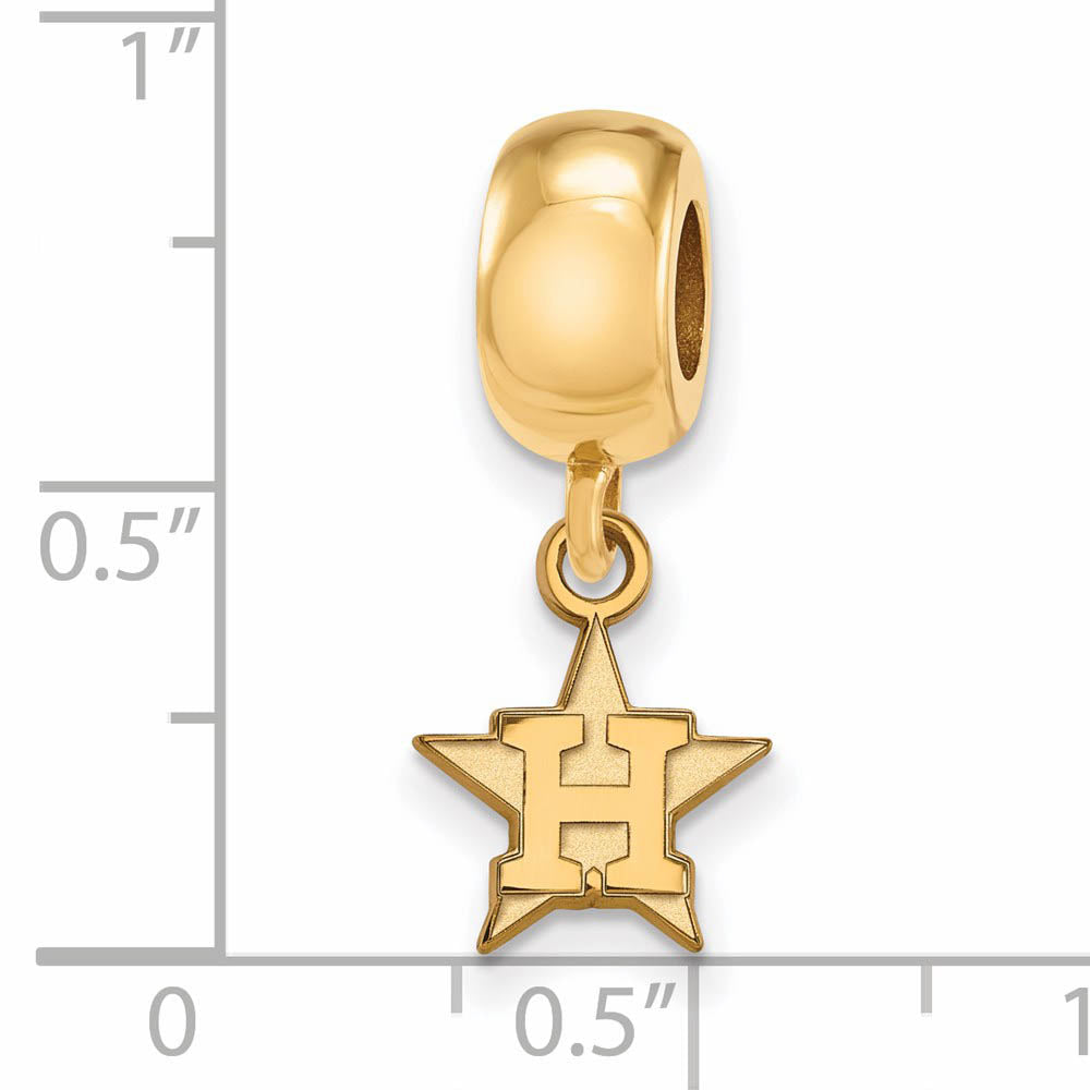 Alternate view of the 14KY Gold Plated Sterling Silver MLB Houston Astros XS Dangle Bead by The Black Bow Jewelry Co.