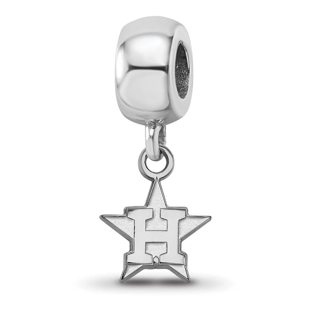 Sterling Silver Rhodium Plated MLB Houston Astros XS Dangle Bead Charm, Item B19181 by The Black Bow Jewelry Co.