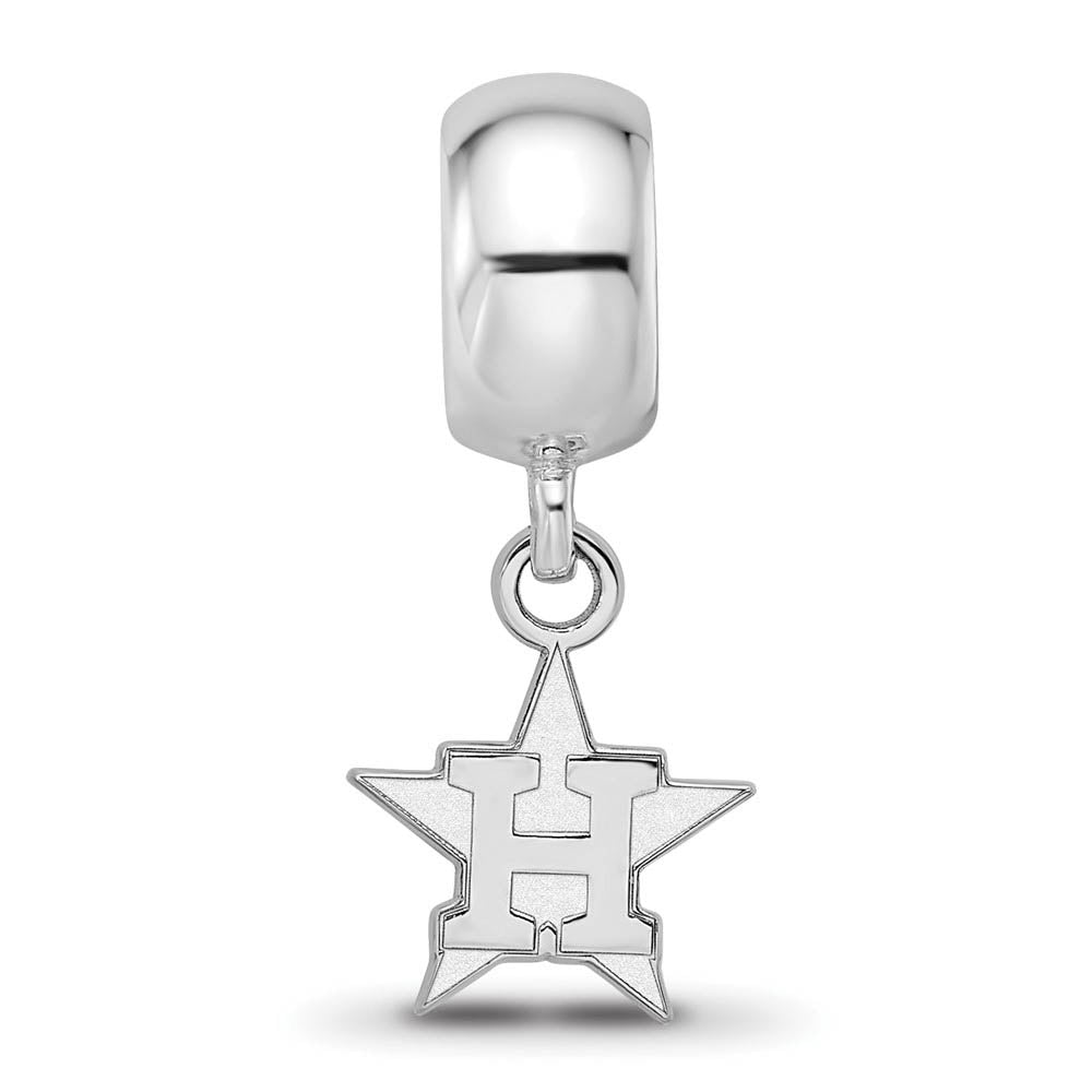 Alternate view of the Sterling Silver Rhodium Plated MLB Houston Astros XS Dangle Bead Charm by The Black Bow Jewelry Co.