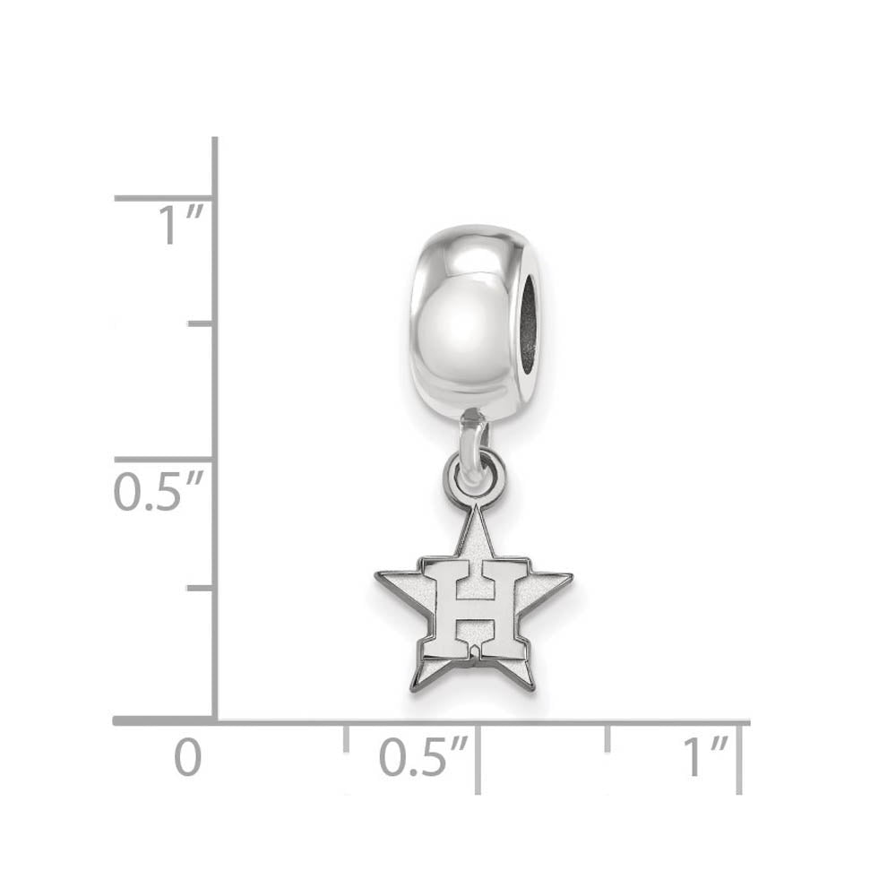 Alternate view of the Sterling Silver Rhodium Plated MLB Houston Astros XS Dangle Bead Charm by The Black Bow Jewelry Co.