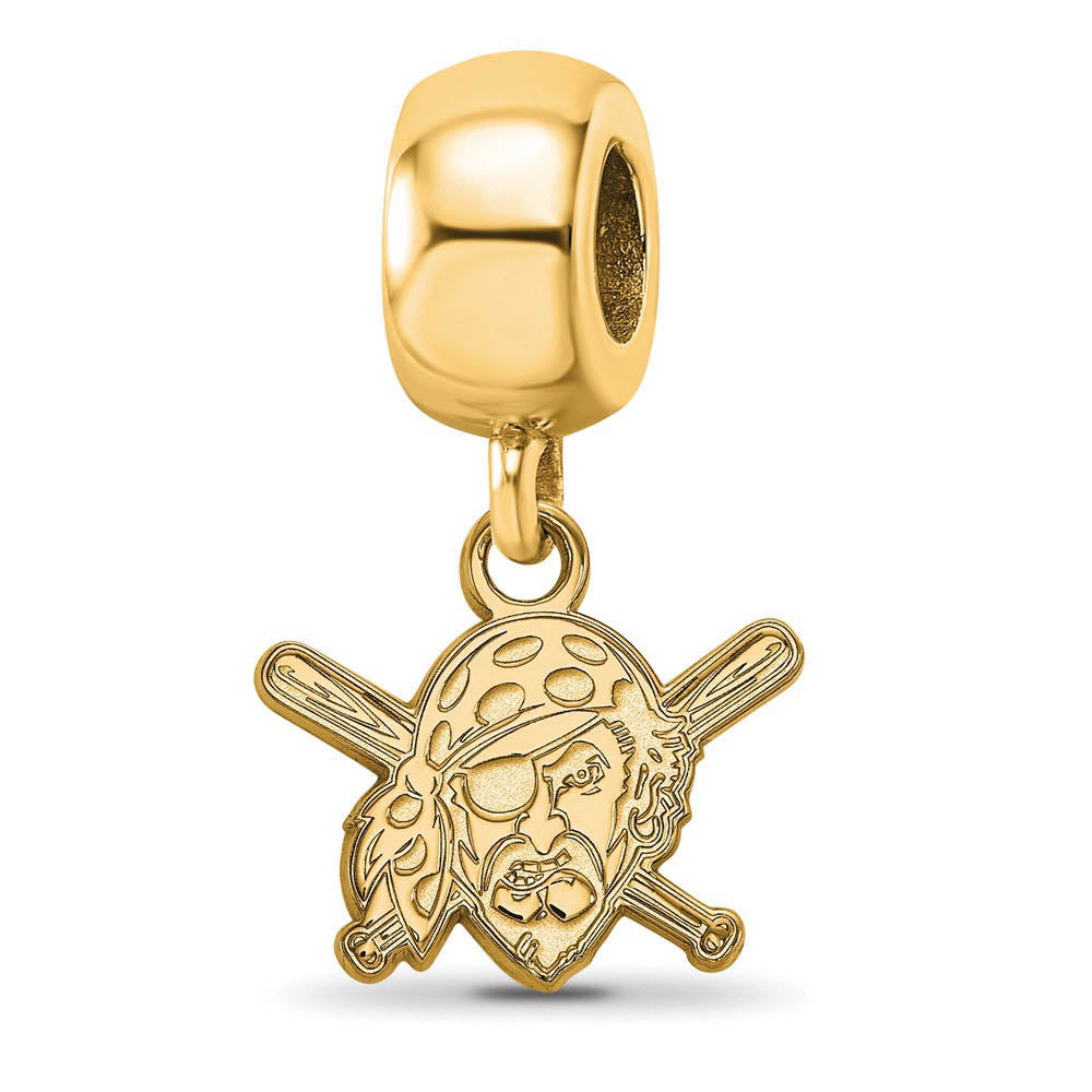 14KY Gold Plated Sterling Silver MLB Pitt Pirates XS Dangle Bead Charm, Item B19182 by The Black Bow Jewelry Co.