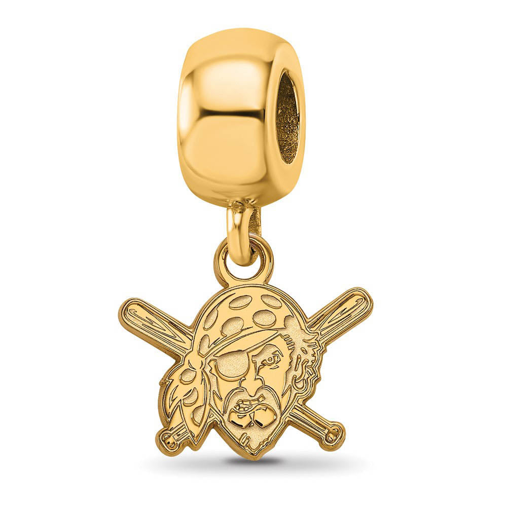 Alternate view of the 14KY Gold Plated Sterling Silver MLB Pitt Pirates XS Dangle Bead Charm by The Black Bow Jewelry Co.