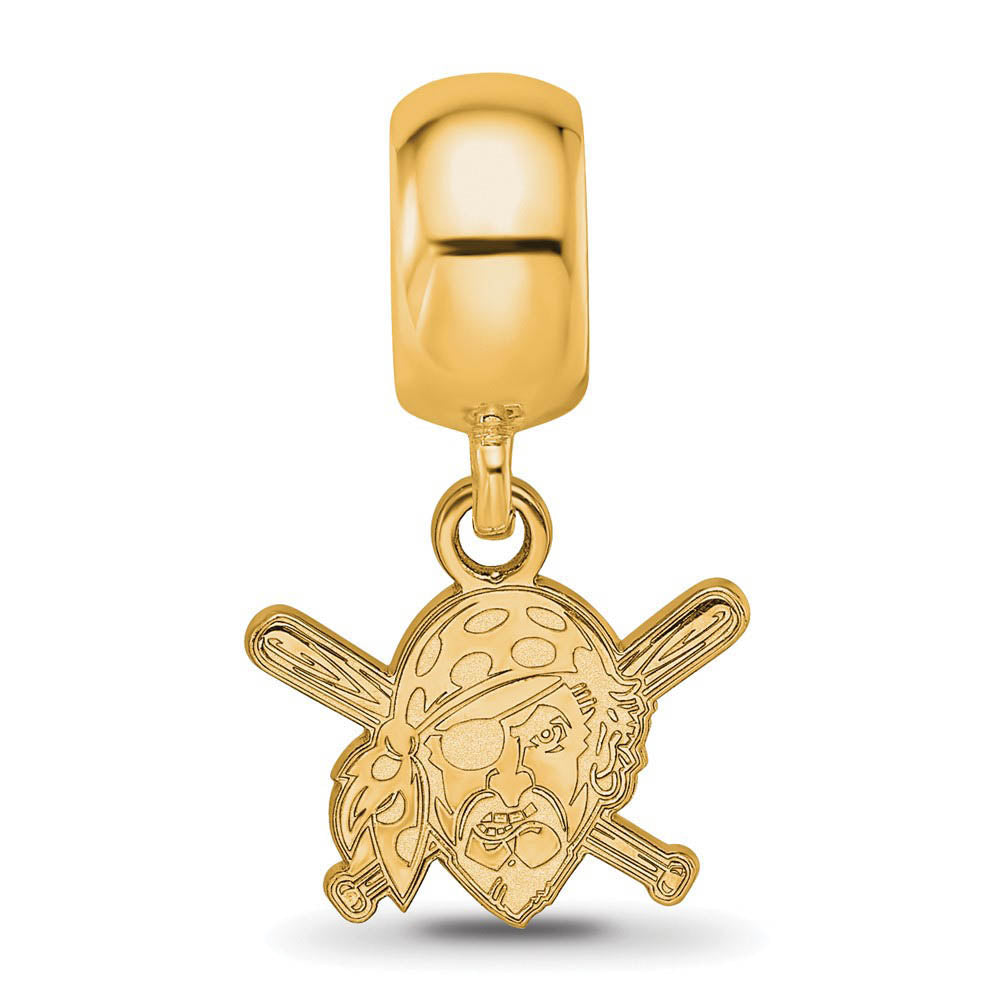 Alternate view of the 14KY Gold Plated Sterling Silver MLB Pitt Pirates XS Dangle Bead Charm by The Black Bow Jewelry Co.