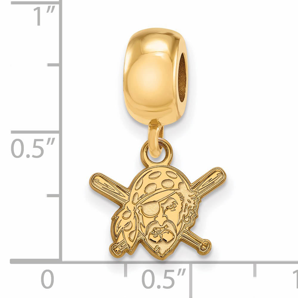 Alternate view of the 14KY Gold Plated Sterling Silver MLB Pitt Pirates XS Dangle Bead Charm by The Black Bow Jewelry Co.