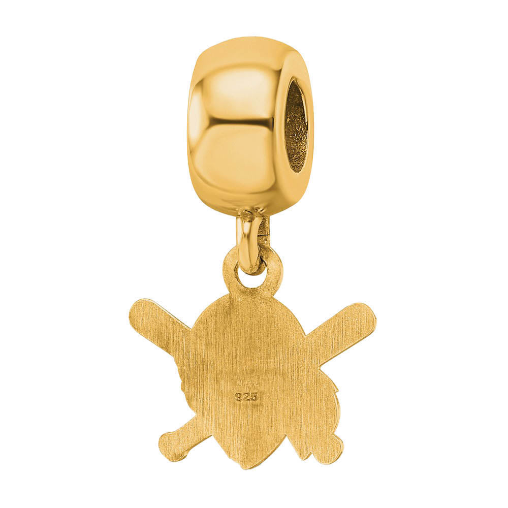 Alternate view of the 14KY Gold Plated Sterling Silver MLB Pitt Pirates XS Dangle Bead Charm by The Black Bow Jewelry Co.