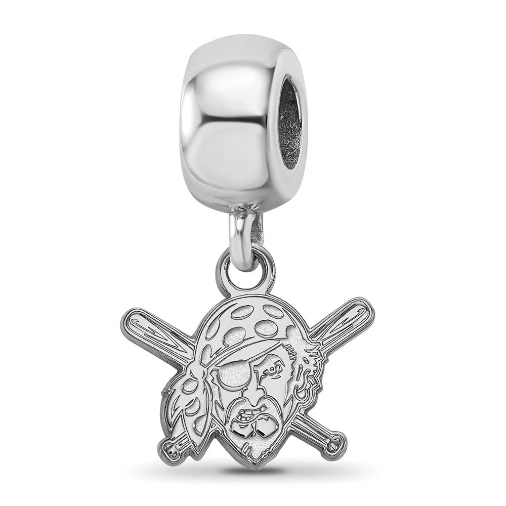 Sterling Silver Rhodium Plated MLB Pitts Pirates XS Dangle Bead Charm, Item B19183 by The Black Bow Jewelry Co.