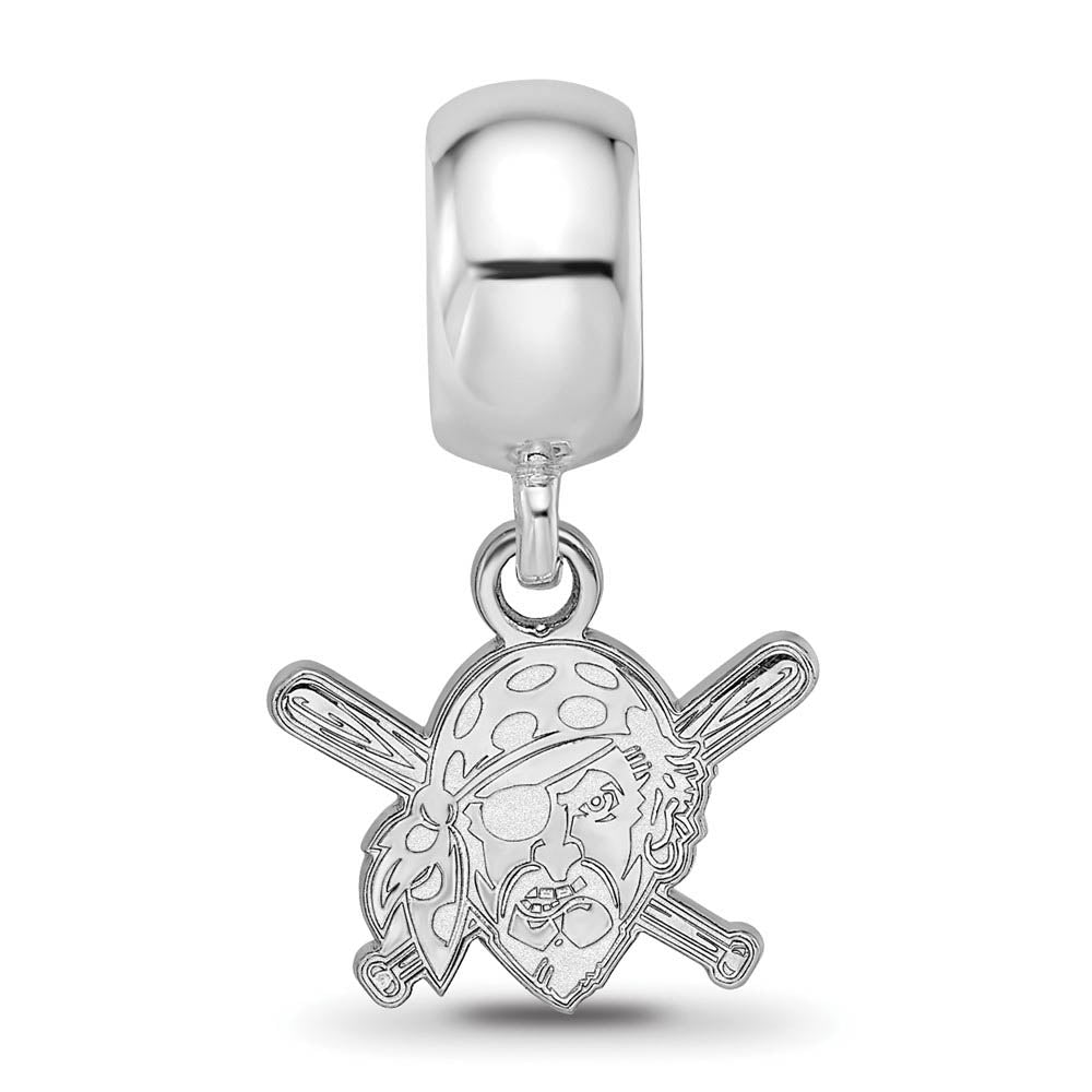Alternate view of the Sterling Silver Rhodium Plated MLB Pitts Pirates XS Dangle Bead Charm by The Black Bow Jewelry Co.