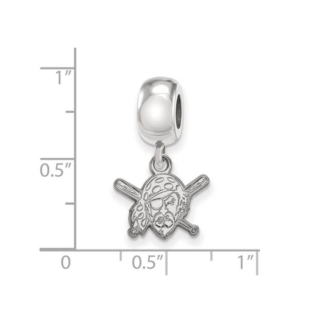 Alternate view of the Sterling Silver Rhodium Plated MLB Pitts Pirates XS Dangle Bead Charm by The Black Bow Jewelry Co.