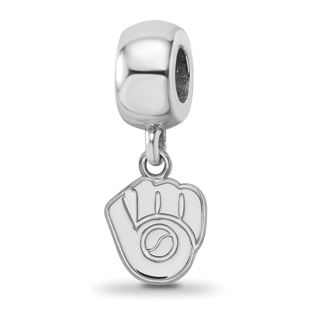 Sterling Silver Rhodium Plated MLB Milw. Brewers XS Dangle Bead Charm, Item B19185 by The Black Bow Jewelry Co.