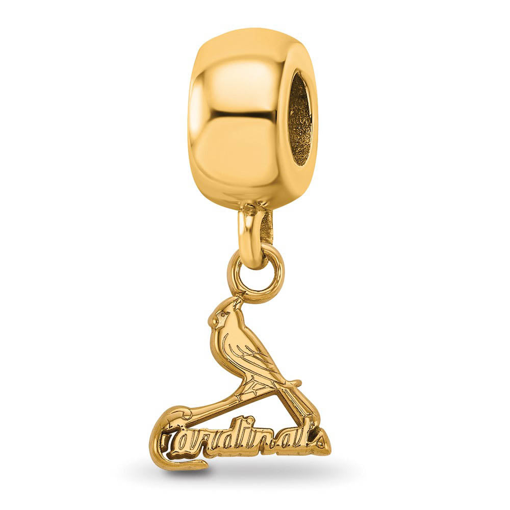 14KY Gold Plated Sterling Silver MLB St Louis Cardinals XS Dangle Bead, Item B19186 by The Black Bow Jewelry Co.