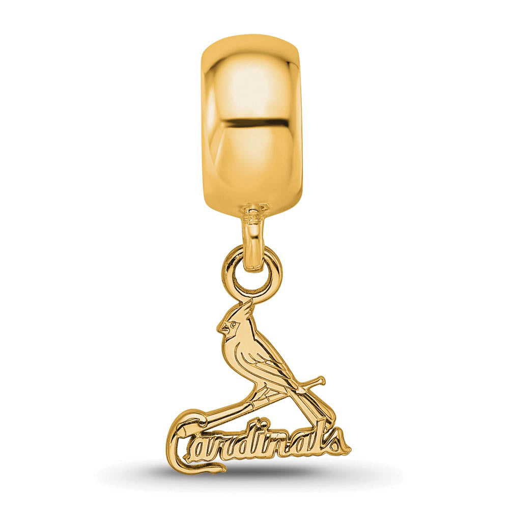 Alternate view of the 14KY Gold Plated Sterling Silver MLB St Louis Cardinals XS Dangle Bead by The Black Bow Jewelry Co.