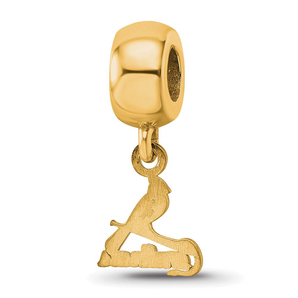 Alternate view of the 14KY Gold Plated Sterling Silver MLB St Louis Cardinals XS Dangle Bead by The Black Bow Jewelry Co.