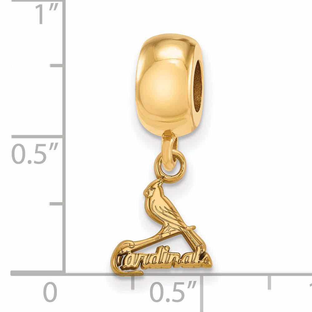 Alternate view of the 14KY Gold Plated Sterling Silver MLB St Louis Cardinals XS Dangle Bead by The Black Bow Jewelry Co.