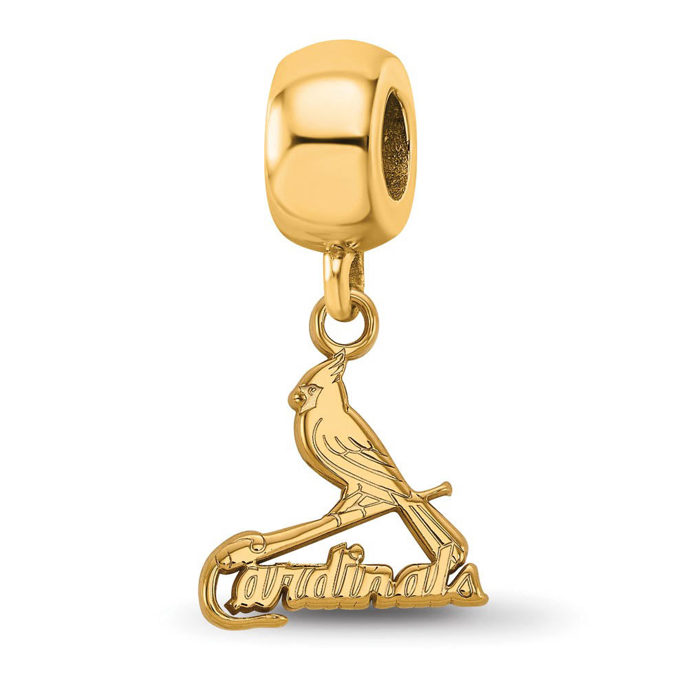 14KY Gold Plated Sterling Silver MLB St Louis Cardinals SM Dangle Bead, Item B19187 by The Black Bow Jewelry Co.