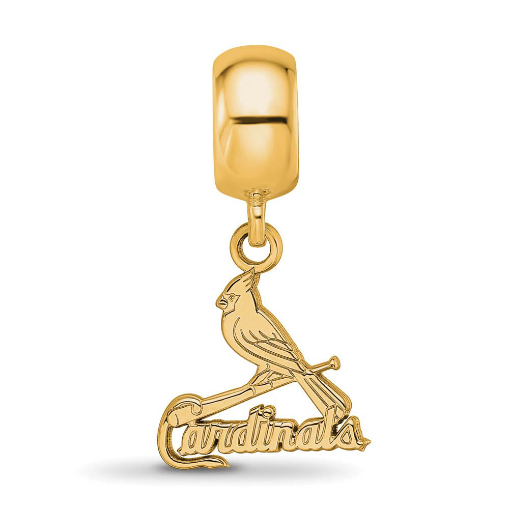 Alternate view of the 14KY Gold Plated Sterling Silver MLB St Louis Cardinals SM Dangle Bead by The Black Bow Jewelry Co.