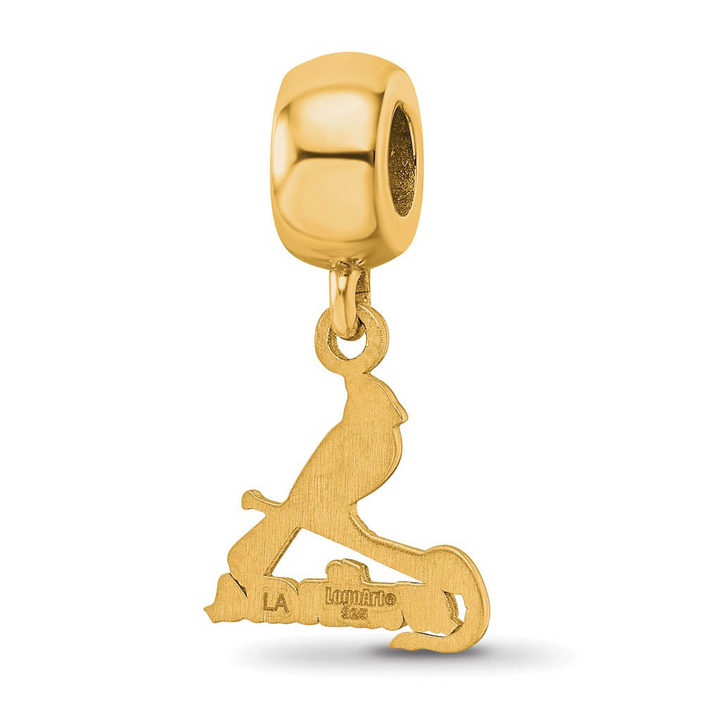 Alternate view of the 14KY Gold Plated Sterling Silver MLB St Louis Cardinals SM Dangle Bead by The Black Bow Jewelry Co.