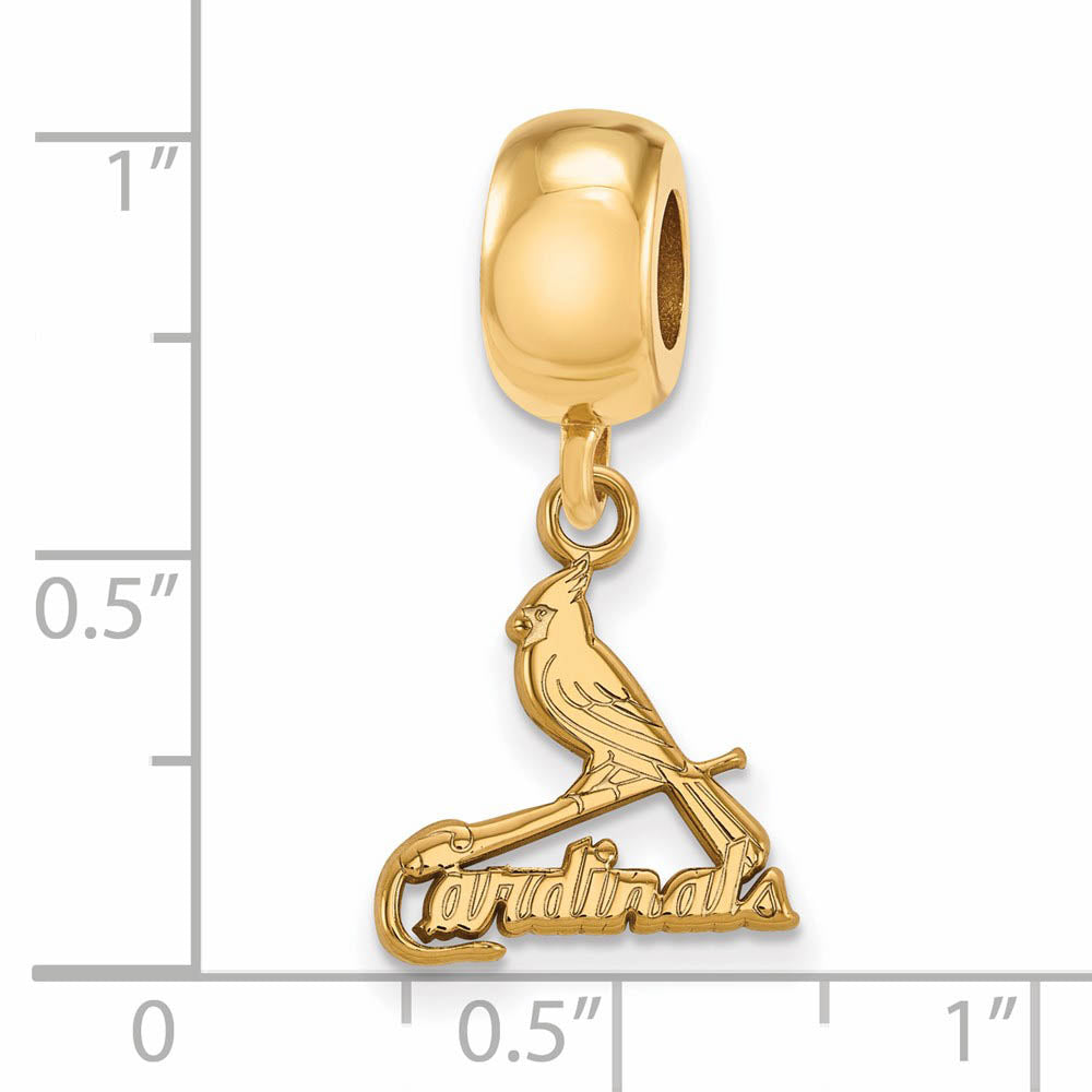 Alternate view of the 14KY Gold Plated Sterling Silver MLB St Louis Cardinals SM Dangle Bead by The Black Bow Jewelry Co.
