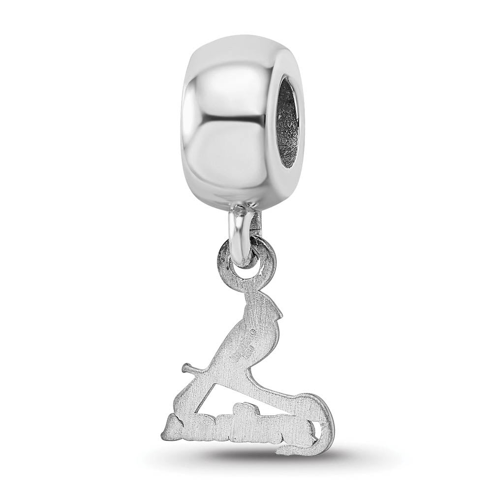 Alternate view of the Sterling Silver Rhodium Plated MLB St Louis Cardinals XS Dangle Bead by The Black Bow Jewelry Co.