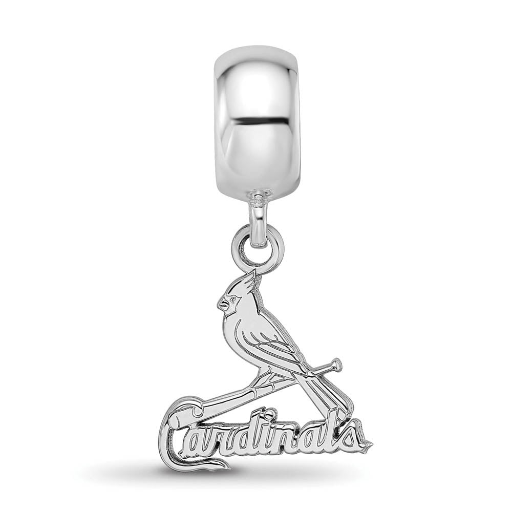 Alternate view of the Sterling Silver Rhodium Plated MLB St Louis Cardinals SM Dangle Bead by The Black Bow Jewelry Co.