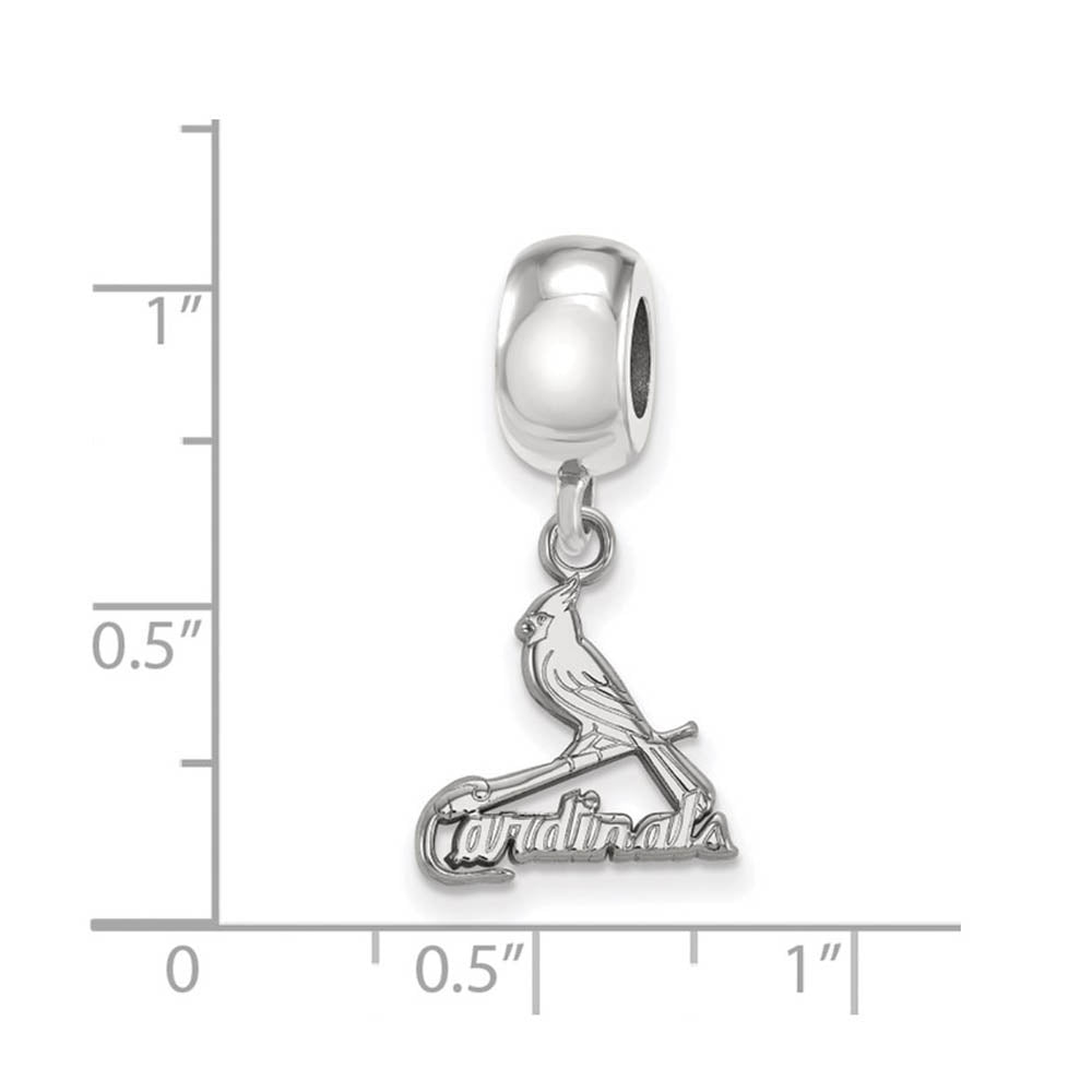 Alternate view of the Sterling Silver Rhodium Plated MLB St Louis Cardinals SM Dangle Bead by The Black Bow Jewelry Co.