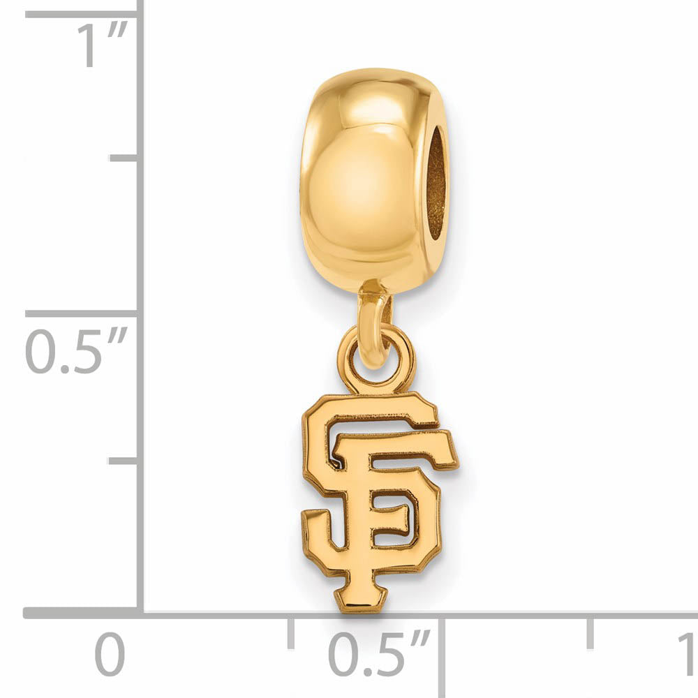 Alternate view of the 14KY Gold Plated Sterling Silver MLB San Fran. Giants XS Dangle Bead by The Black Bow Jewelry Co.