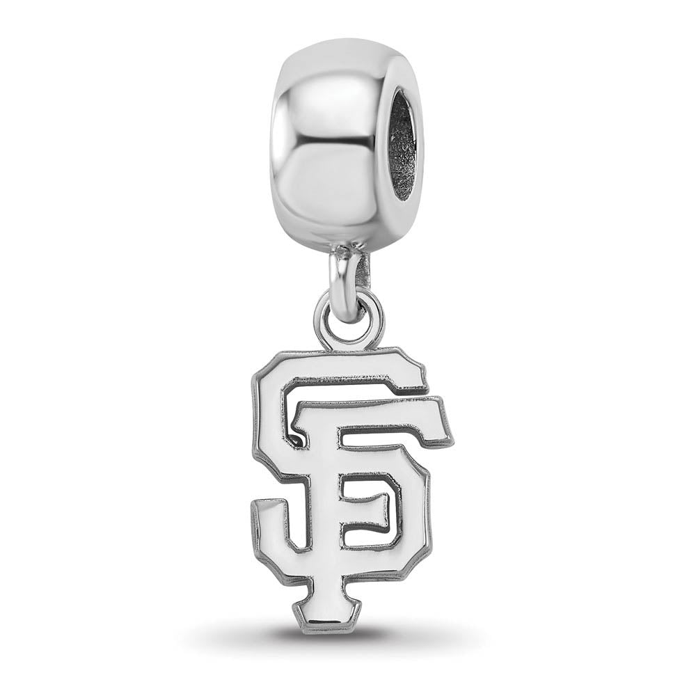 Sterling Silver Rhodium Plated MLB San Francisco Giants SM Dangle Bead, Item B19193 by The Black Bow Jewelry Co.