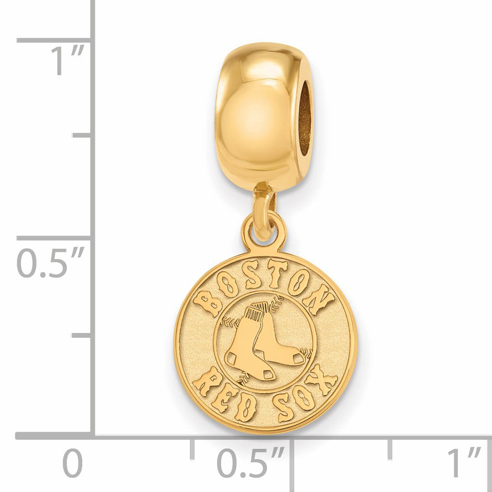 Alternate view of the 14K Yellow Gold Plated Sterling Silver MLB Red Sox SM Disc Dangle Bead by The Black Bow Jewelry Co.