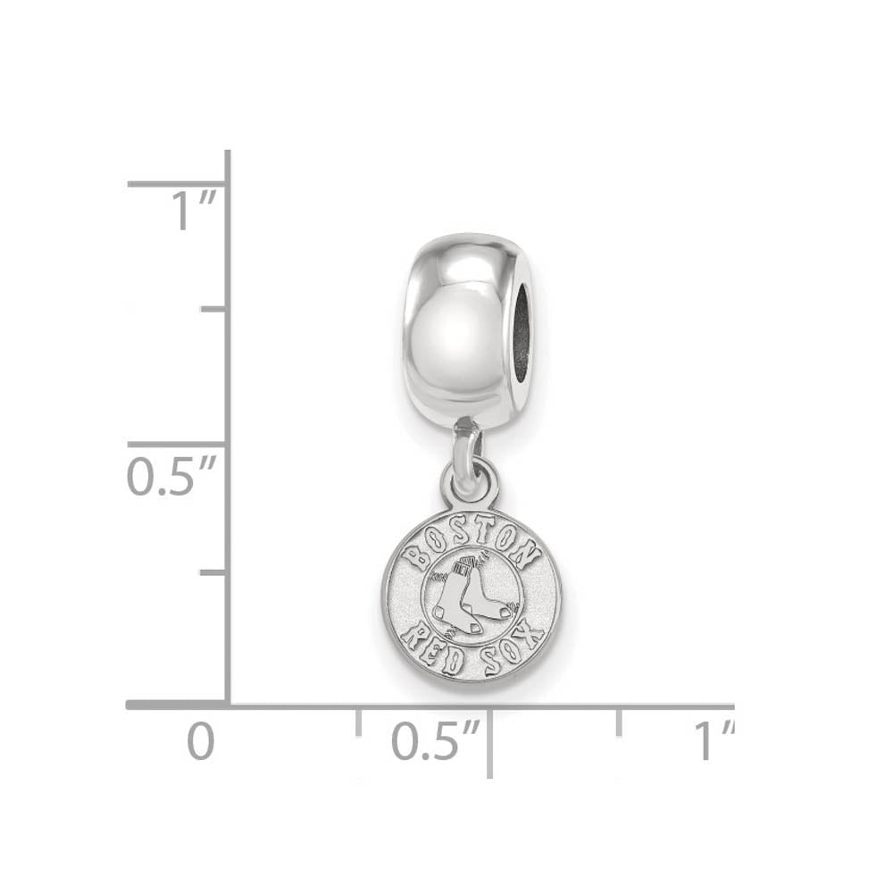 Alternate view of the Sterling Silver Rhodium Plated MLB Red Sox XS Disc Dangle Bead Charm by The Black Bow Jewelry Co.