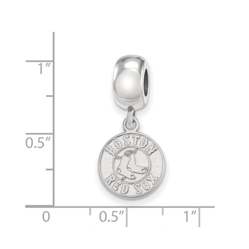 Alternate view of the Sterling Silver Rhodium Plated MLB Red Sox SM Disc Dangle Bead Charm by The Black Bow Jewelry Co.