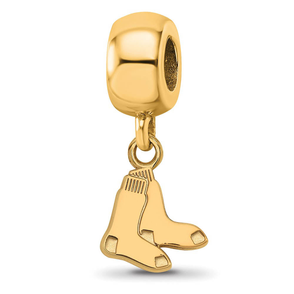 14KY Gold Plated Sterling Silver MLB Boston Red Sox XS Dangle Bead, Item B19198 by The Black Bow Jewelry Co.