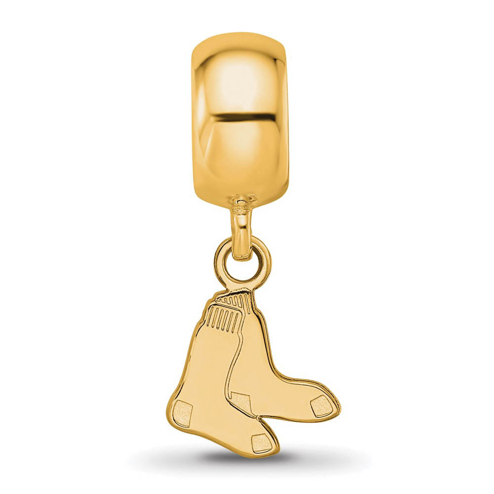 Alternate view of the 14KY Gold Plated Sterling Silver MLB Boston Red Sox XS Dangle Bead by The Black Bow Jewelry Co.