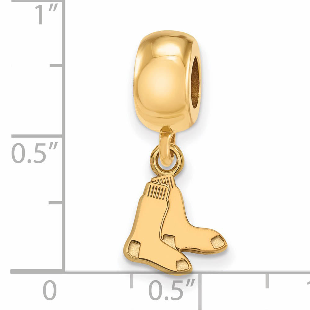 Alternate view of the 14KY Gold Plated Sterling Silver MLB Boston Red Sox XS Dangle Bead by The Black Bow Jewelry Co.