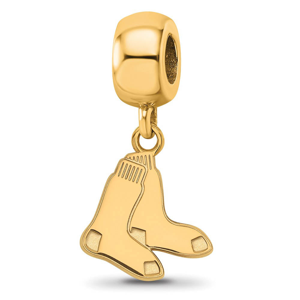 14KY Gold Plated Sterling Silver MLB Boston Red Sox SM Dangle Bead, Item B19199 by The Black Bow Jewelry Co.
