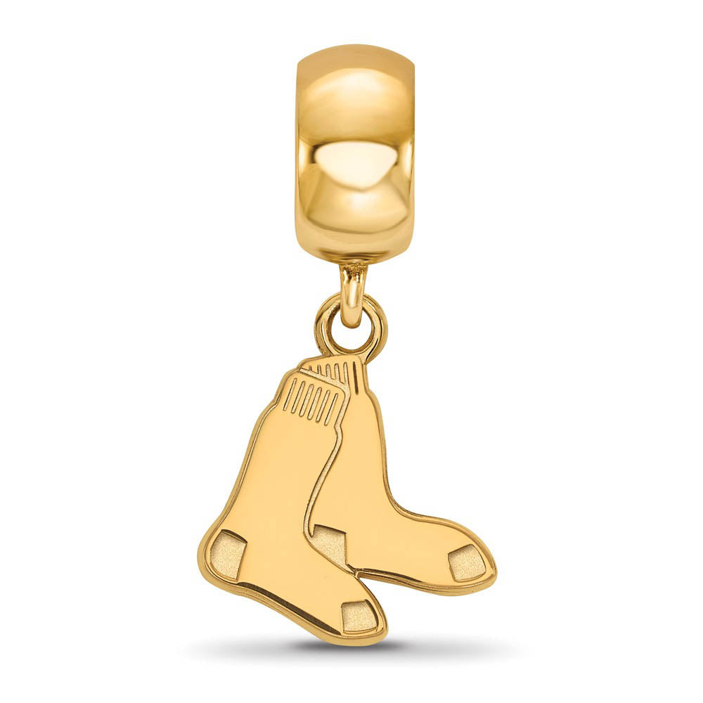 Alternate view of the 14KY Gold Plated Sterling Silver MLB Boston Red Sox SM Dangle Bead by The Black Bow Jewelry Co.