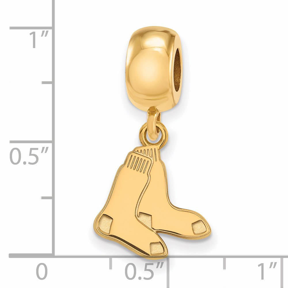Alternate view of the 14KY Gold Plated Sterling Silver MLB Boston Red Sox SM Dangle Bead by The Black Bow Jewelry Co.
