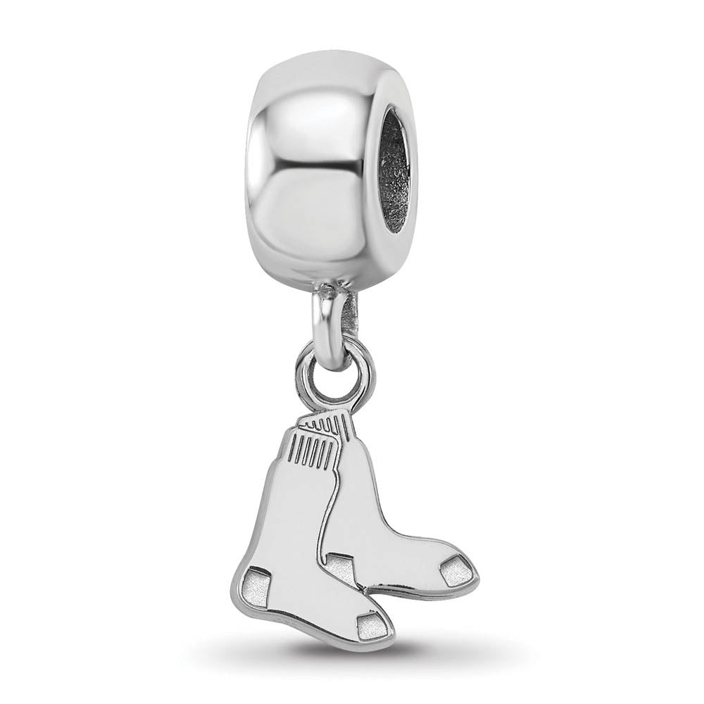 Sterling Silver Rhodium Plated MLB Boston Red Sox XS Dangle Bead Charm, Item B19200 by The Black Bow Jewelry Co.