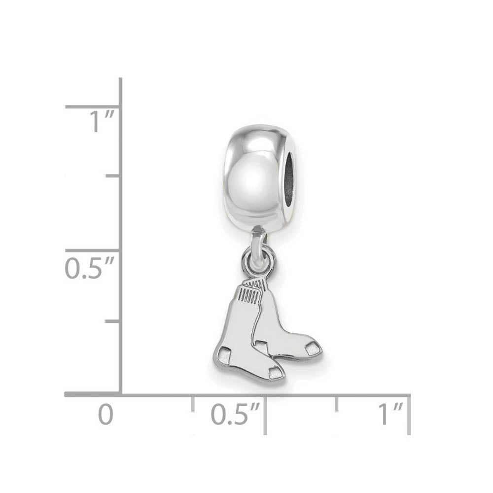 Alternate view of the Sterling Silver Rhodium Plated MLB Boston Red Sox XS Dangle Bead Charm by The Black Bow Jewelry Co.