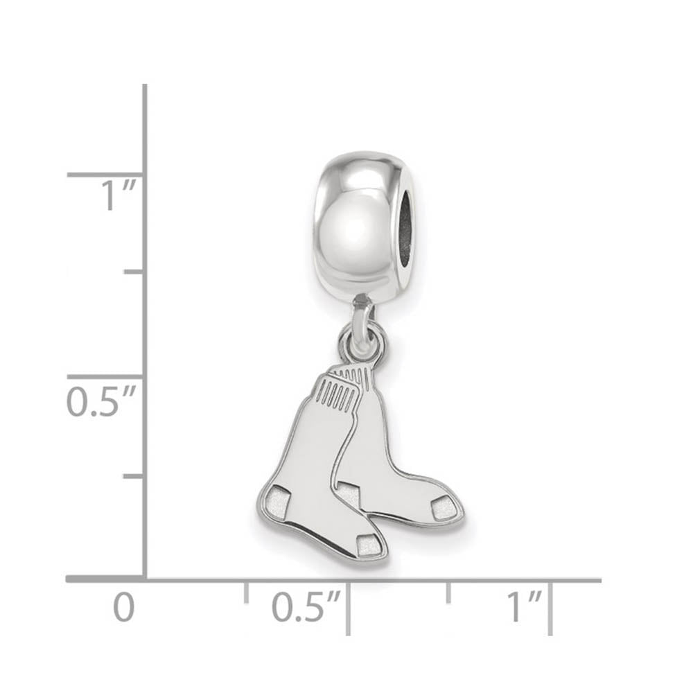 Alternate view of the Sterling Silver Rhodium Plated MLB Boston Red Sox SM Dangle Bead Charm by The Black Bow Jewelry Co.
