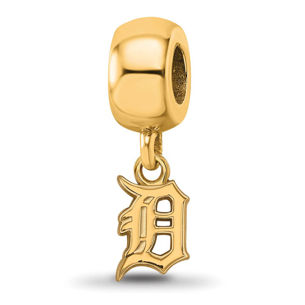 14KY Gold Plated Sterling Silver MLB Detroit Tigers XS Dangle Bead, Item B19202 by The Black Bow Jewelry Co.