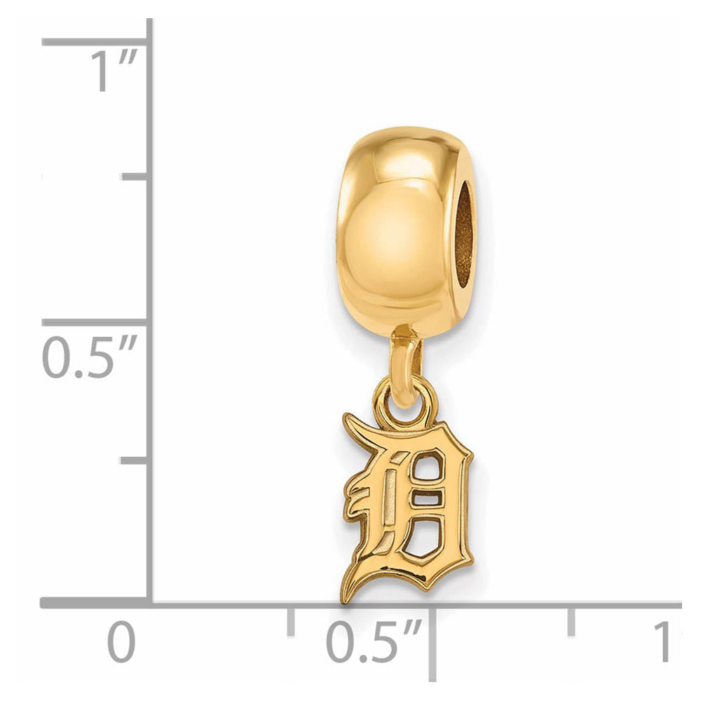 Alternate view of the 14KY Gold Plated Sterling Silver MLB Detroit Tigers XS Dangle Bead by The Black Bow Jewelry Co.