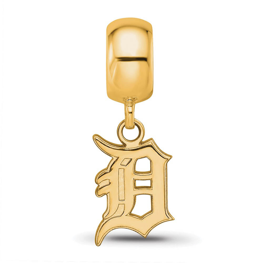 Alternate view of the 14KY Gold Plated Sterling Silver MLB Detroit Tigers SM Dangle Bead by The Black Bow Jewelry Co.