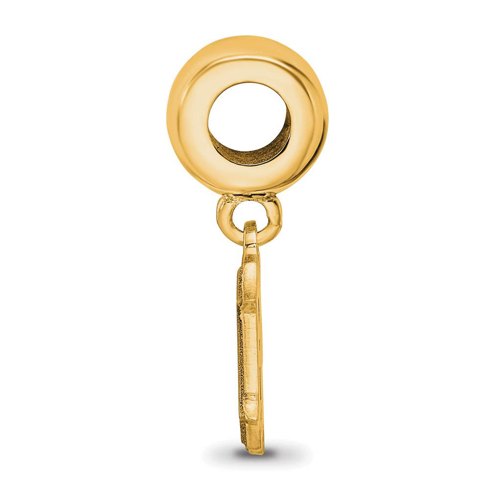 Alternate view of the 14KY Gold Plated Sterling Silver MLB Detroit Tigers SM Dangle Bead by The Black Bow Jewelry Co.