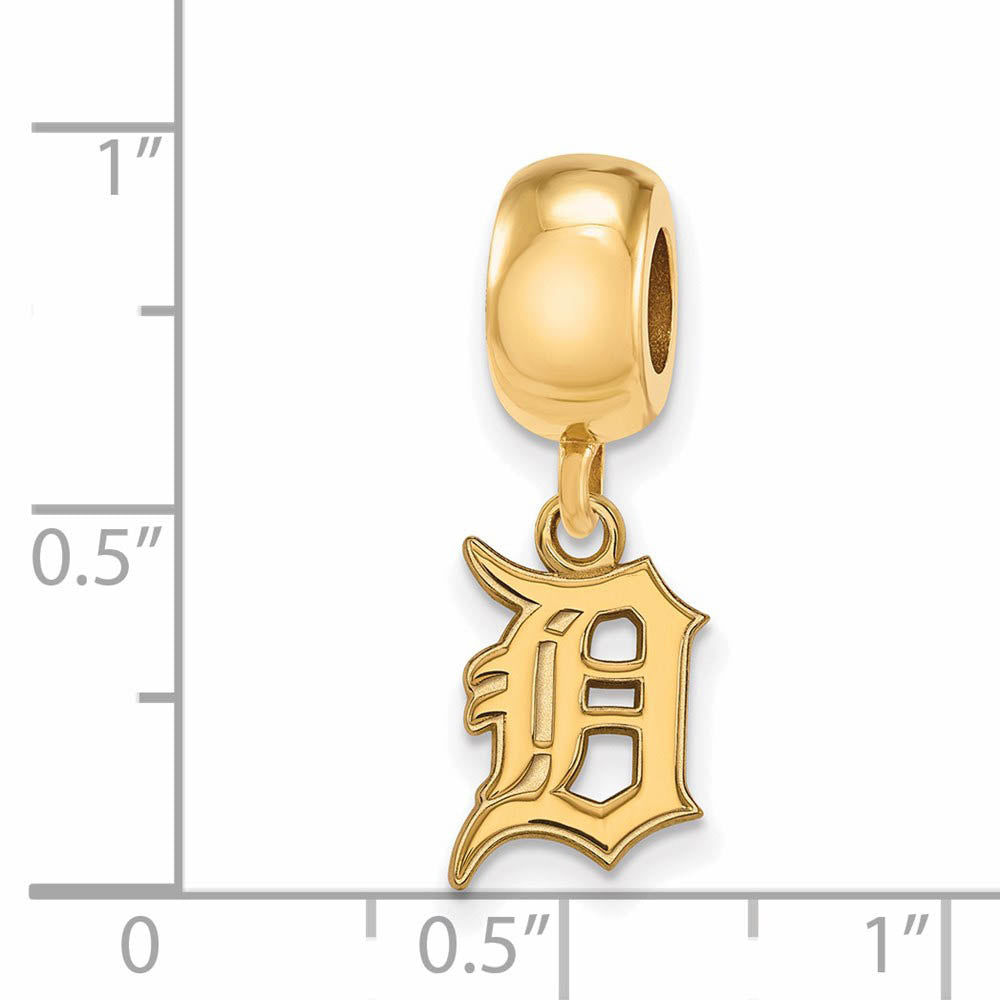 Alternate view of the 14KY Gold Plated Sterling Silver MLB Detroit Tigers SM Dangle Bead by The Black Bow Jewelry Co.