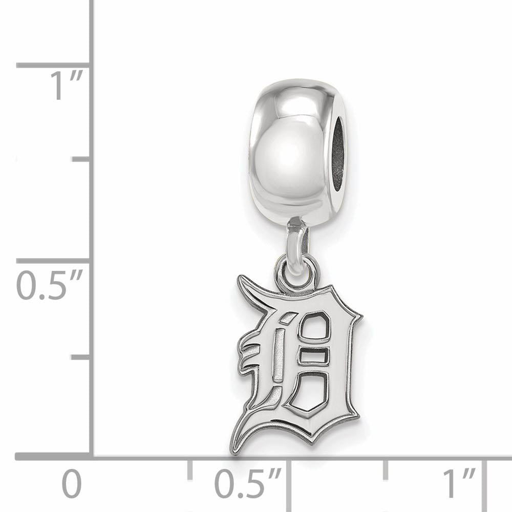 Alternate view of the Sterling Silver Rhodium Plated MLB Detroit Tigers SM Dangle Bead Charm by The Black Bow Jewelry Co.