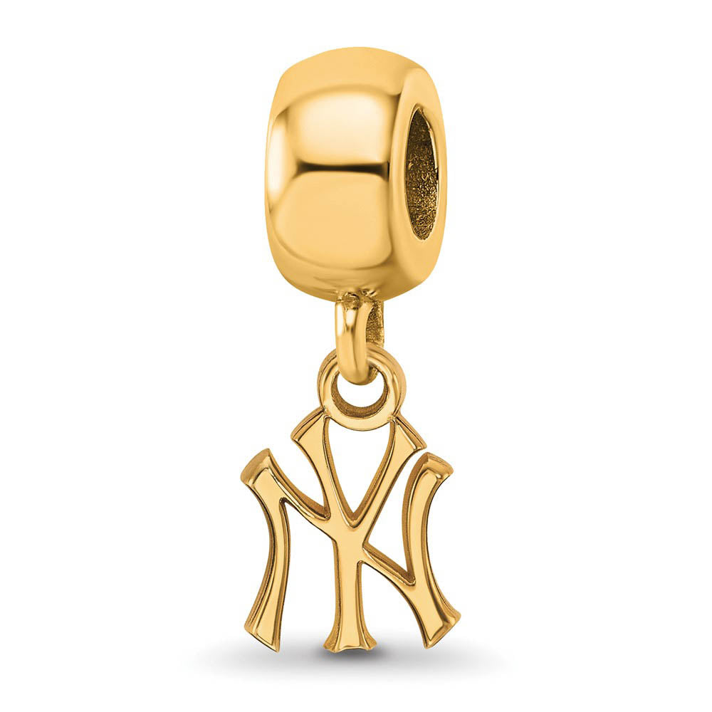 14KY Gold Plated Sterling Silver MLB New York Yankees XS Dangle Bead, Item B19206 by The Black Bow Jewelry Co.