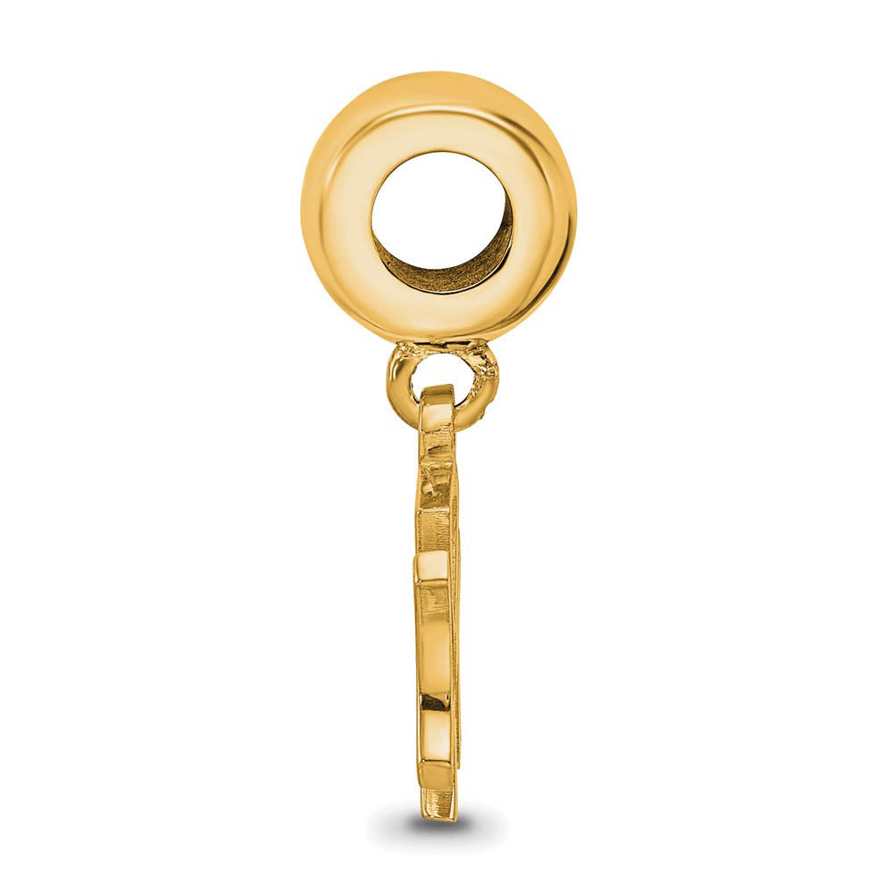 Alternate view of the 14KY Gold Plated Sterling Silver MLB New York Yankees SM Dangle Bead by The Black Bow Jewelry Co.