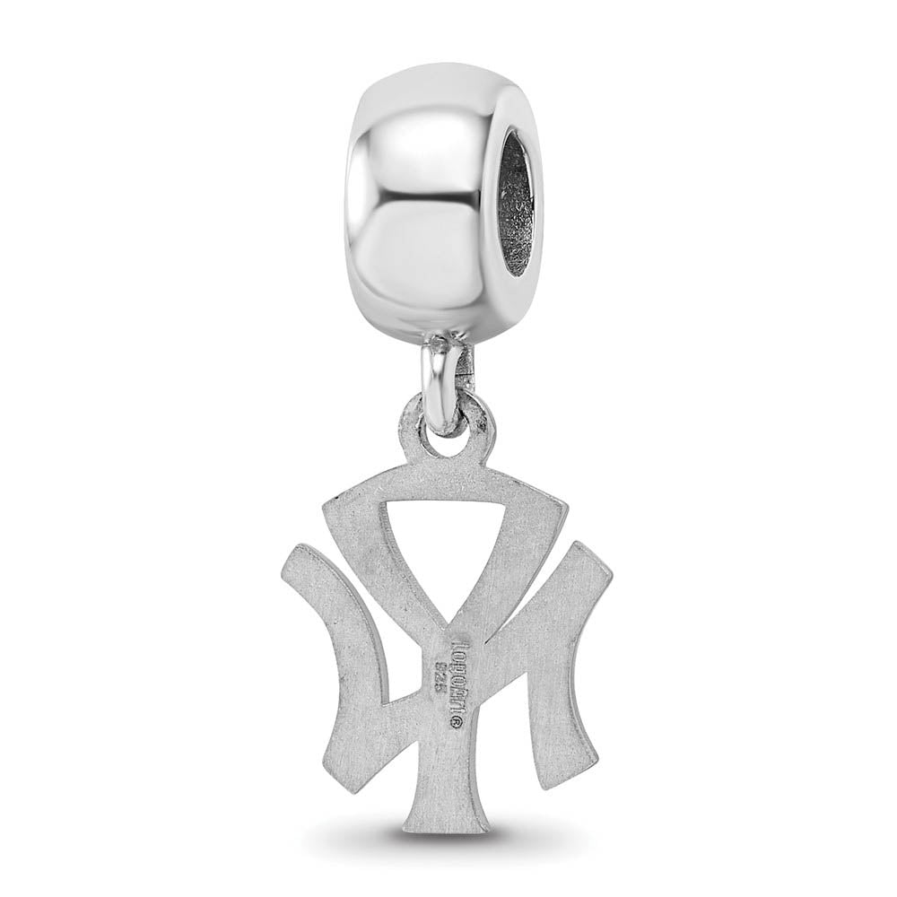 Alternate view of the Sterling Silver Rhodium Plated MLB New York Yankees SM Dangle Bead by The Black Bow Jewelry Co.