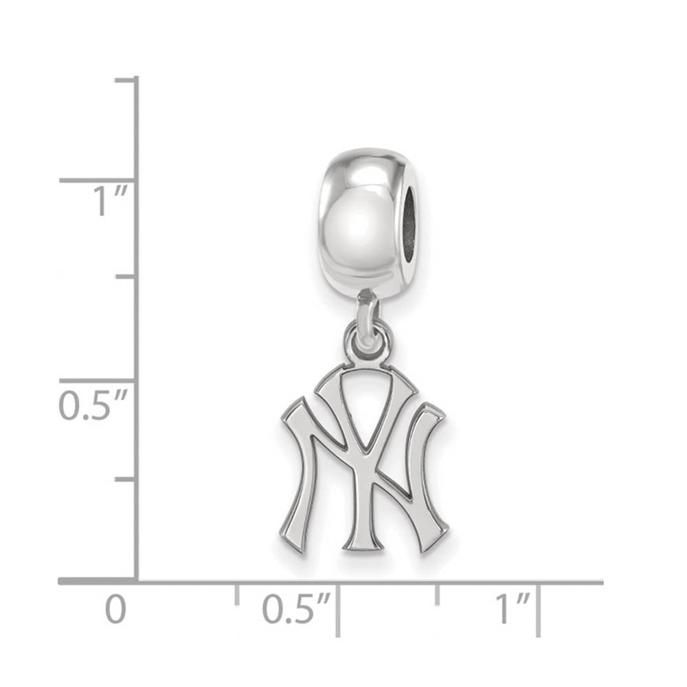 Alternate view of the Sterling Silver Rhodium Plated MLB New York Yankees SM Dangle Bead by The Black Bow Jewelry Co.